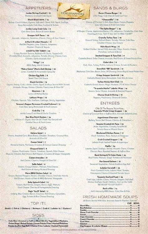 hog snappers shack & sushi|hog snappers shack menu.